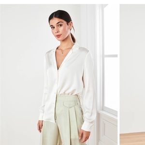 Quince Washable Stretch Silk Notch Collar Blouse